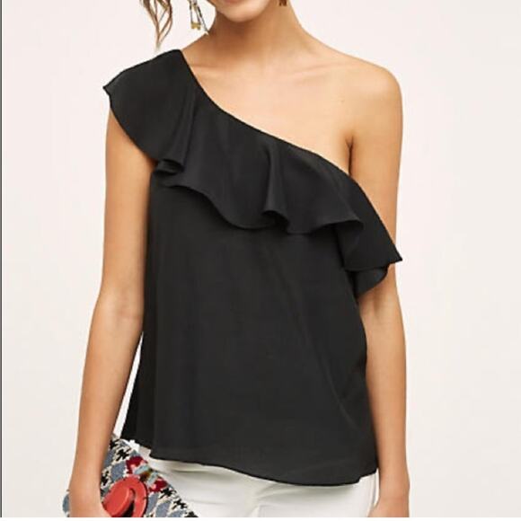 Theory Damarill black ruffle one shoulder top size Small - Picture 1 of 14